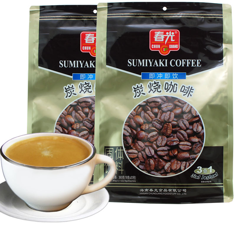 海南特产 春光炭烧咖啡360克X2袋 3合1 碳香味 兴隆速溶咖啡粉