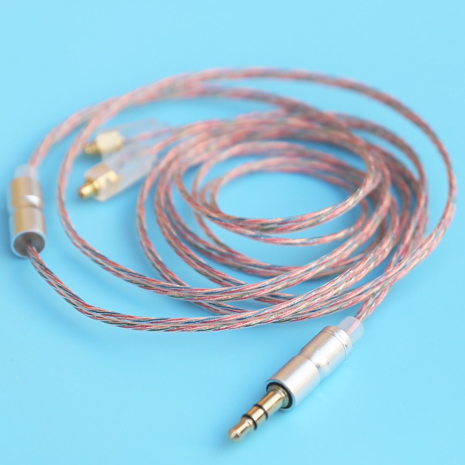diy耳机线 mmcx插针 3.5mm圆插头 无氧铜线 透明无麦 发烧便宜线
