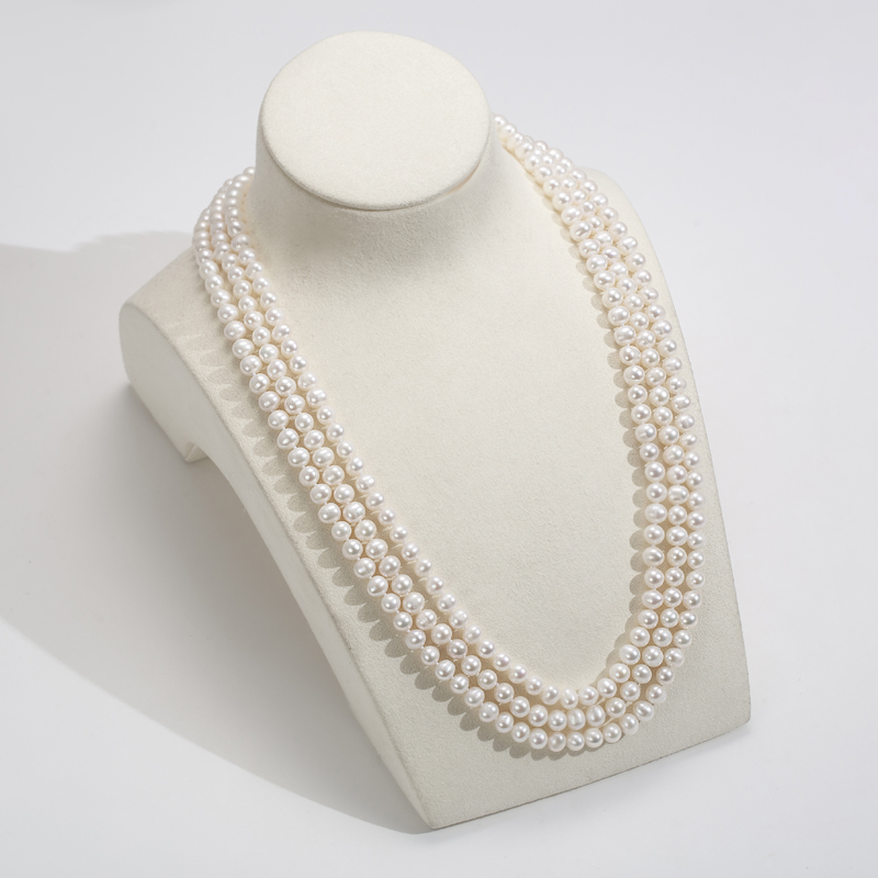 SIME/思漫 天然淡水珍珠项链 近圆强光微瑕毛衣链时尚气质高级感