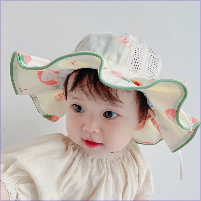 0一6月婴儿帽子夏女童宝宝夏季薄款大帽檐春夏天太阳帽渔夫帽