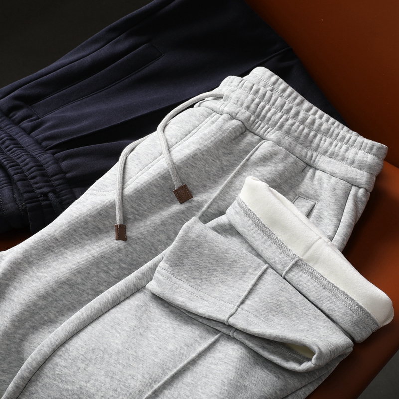 CHOSAETLO/楚萨图精挑设计细节 男士针织精梳棉直筒休闲运动长裤