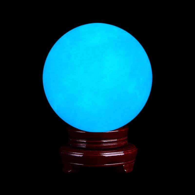 新款2019夜明珠天然夜光石超亮原石汉白玉夜光球萤石球水晶球摆件