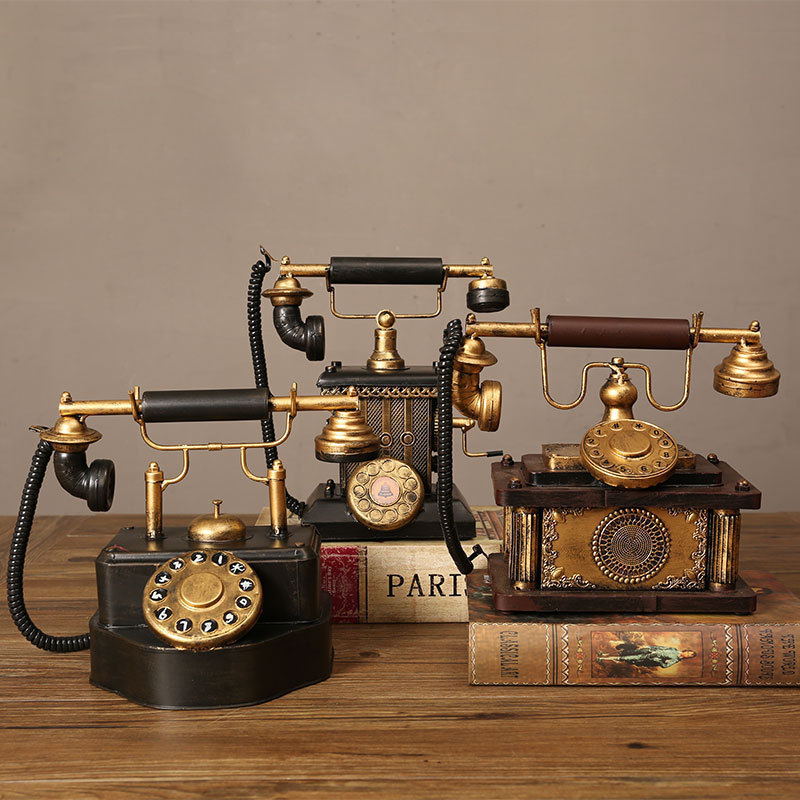 复古民国风电话机摆件小模型老式怀旧物件家居装饰品拍照民国道具