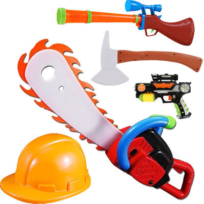 光头强电锯玩具砍树工具锯子伐木装备电动投影枪套装3岁儿童玩具