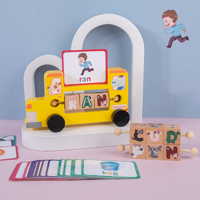 跨境新品儿童益智小车拼单词游戏cvc英语自然拼读早教小学生玩具