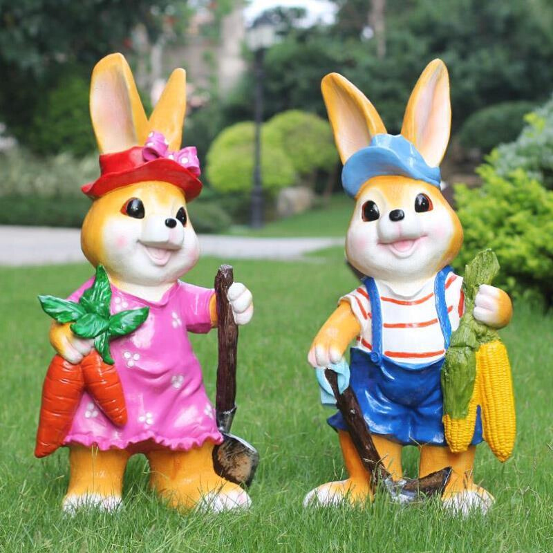 u美远 户外花园装饰摆件庭院幼儿园草坪园林景观卡通可爱兔子雕塑