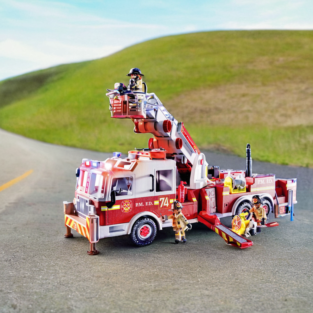 美式大型消防云梯车德摩比世界男孩玩具车积木礼物Playmobil70935