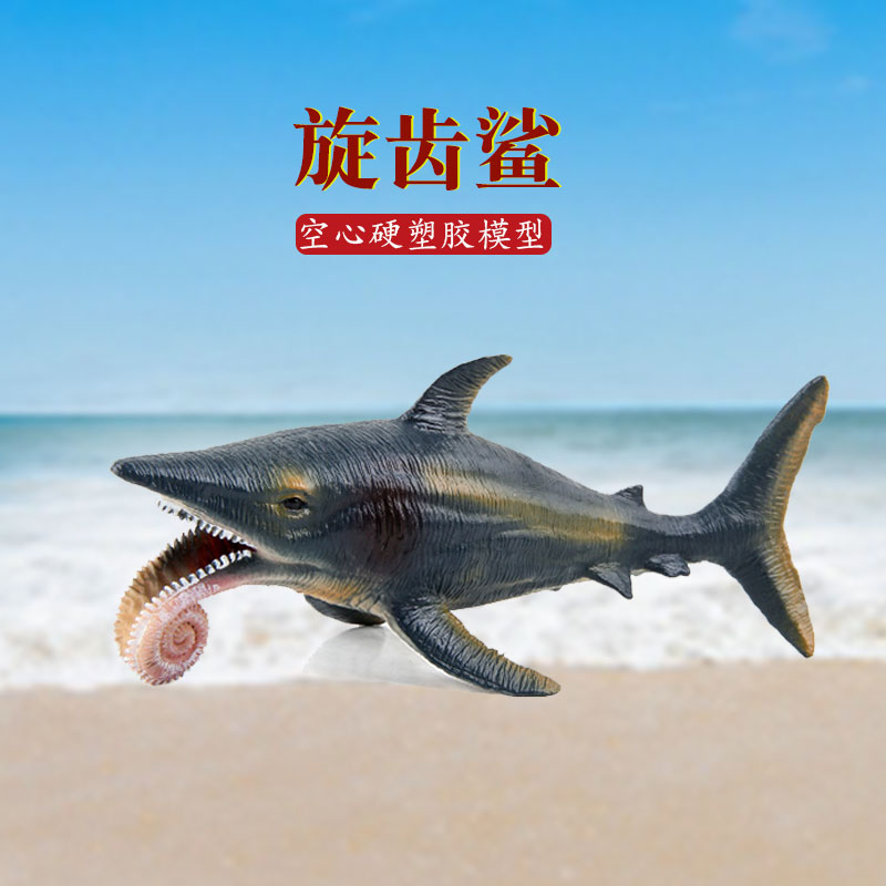 旋齿鲨仿真远古海兽模型硬塑胶玩具卷齿鲨儿童玩具摆件巨齿鲨怪物