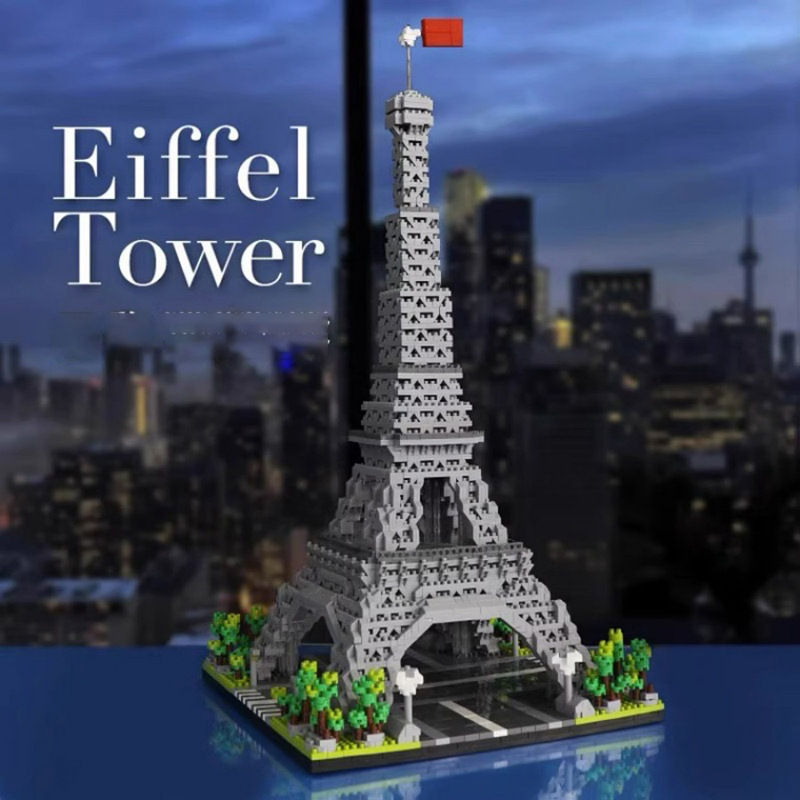 世界地标建筑法国巴黎埃菲尔铁塔积木模型澄海玩具跨境直供