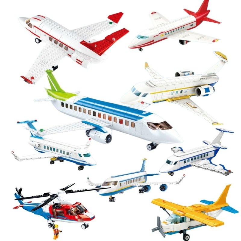 飞机系列c919飞机模型航空机场货运巴士大型客机积木玩具拼装儿童