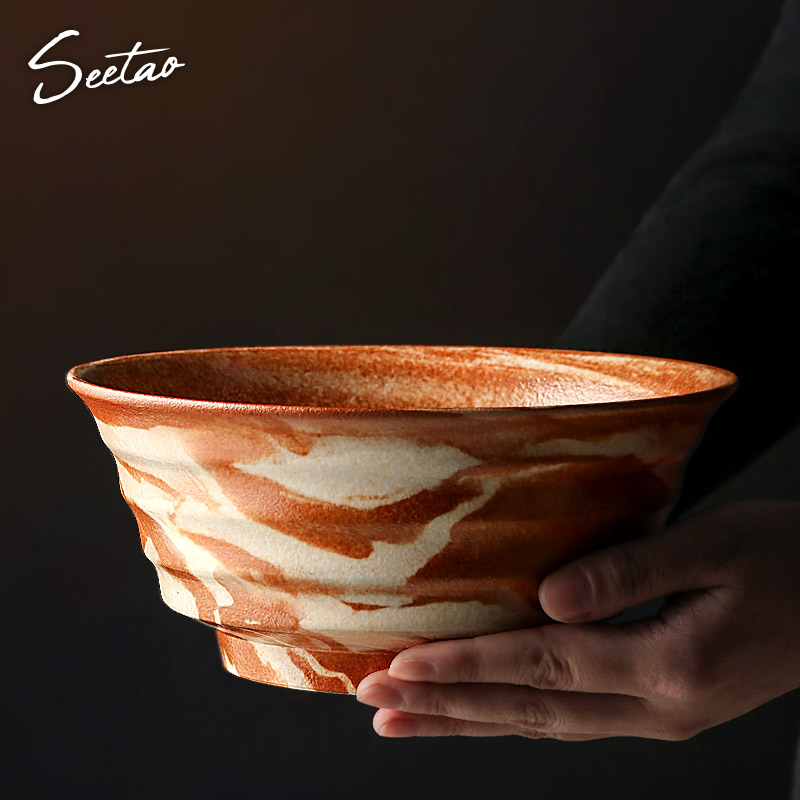 戏陶日式手工拉面碗家用大号泡面碗汤碗创意陶瓷沙拉碗个性餐具