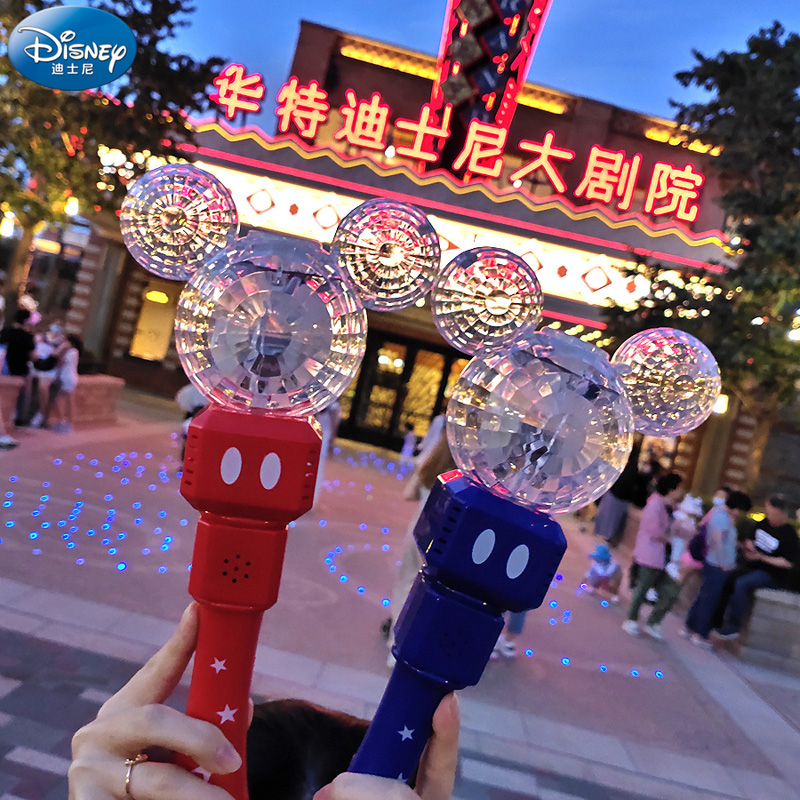 迪士尼儿童泡泡机自动吹泡泡枪电动魔法棒米奇仙女发光玩具男女孩