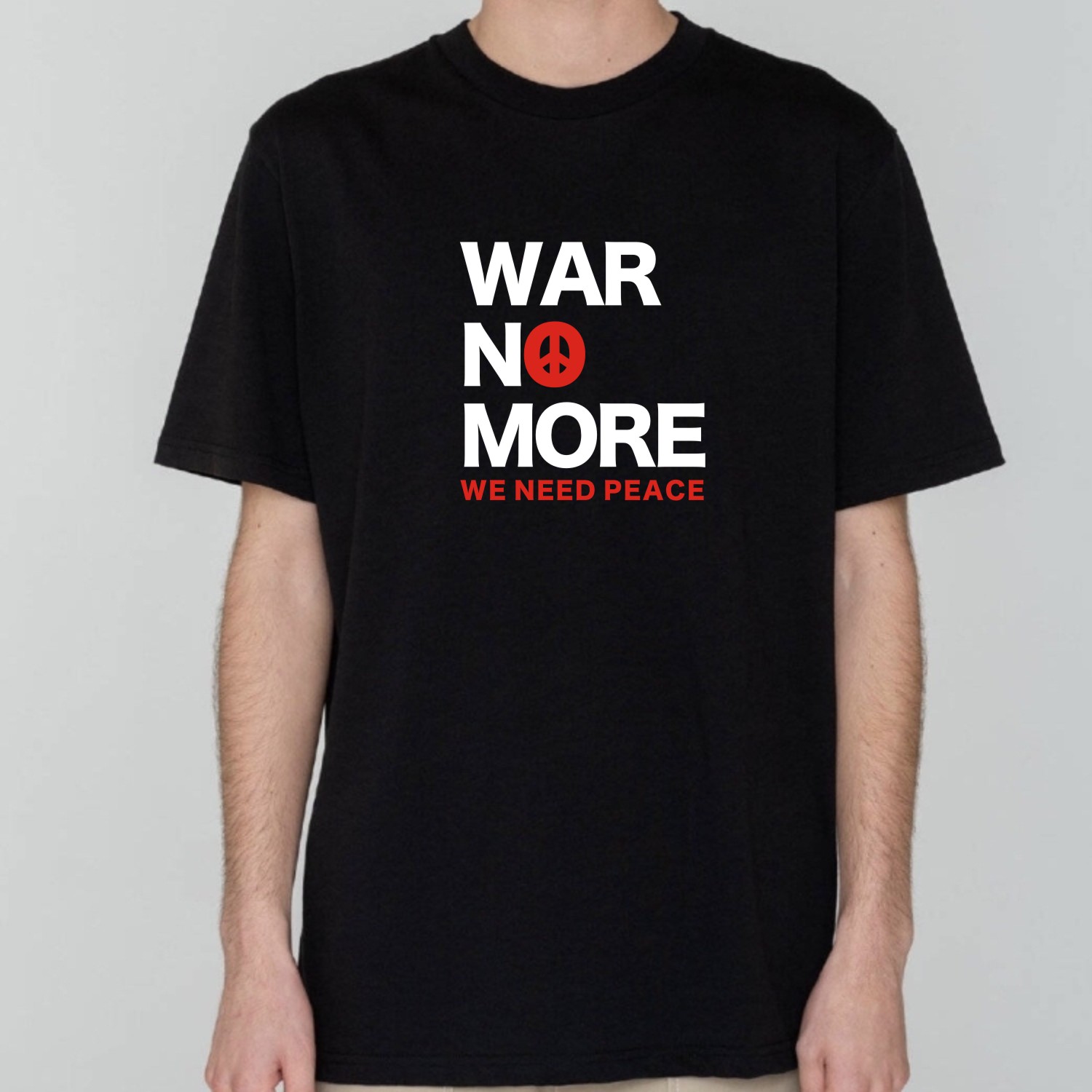 NO WAR WE NEED PEACE夏季男女英文字母短袖T恤纯棉反战口号和平t
