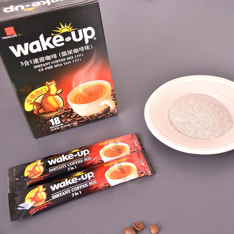 进口越南威拿wakeup咖啡3合1速溶猫屎味咖啡306g盒装学生提神醒脑