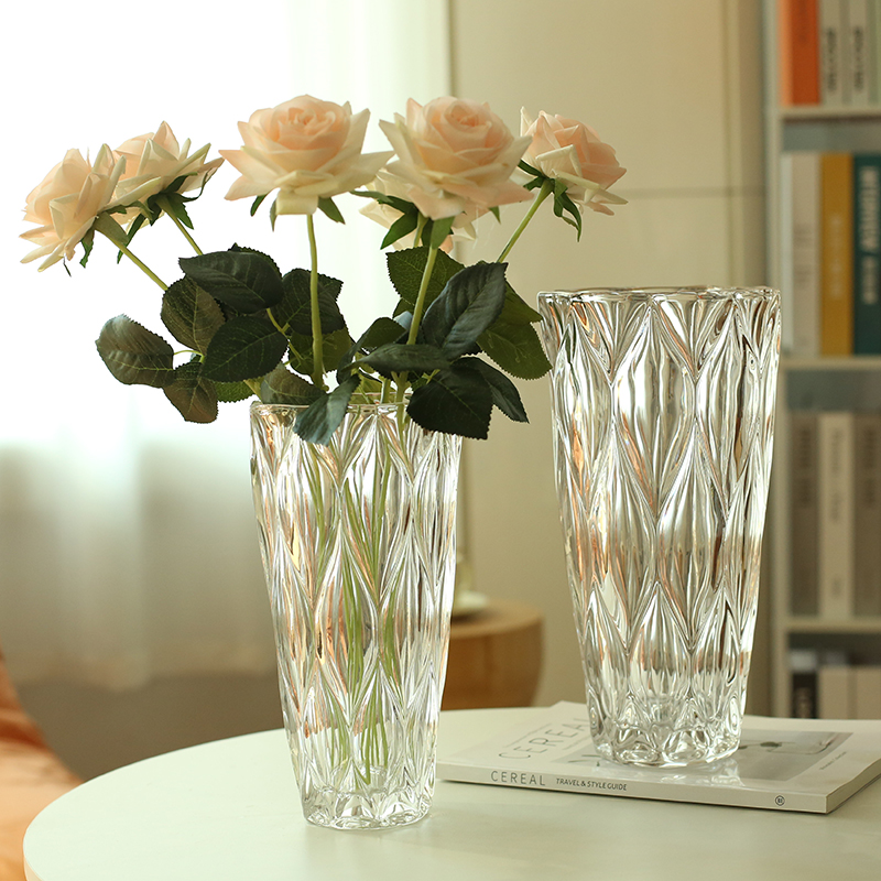 花瓶玻璃透明摆件客厅插花高级感餐桌家用水养鲜花百合玫瑰康乃馨