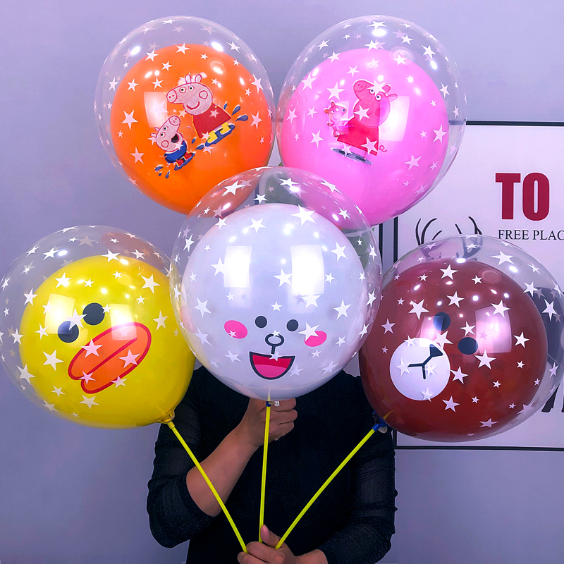 双层气球透明星星儿童多款卡通发光创意网红赠品实用活动小礼品