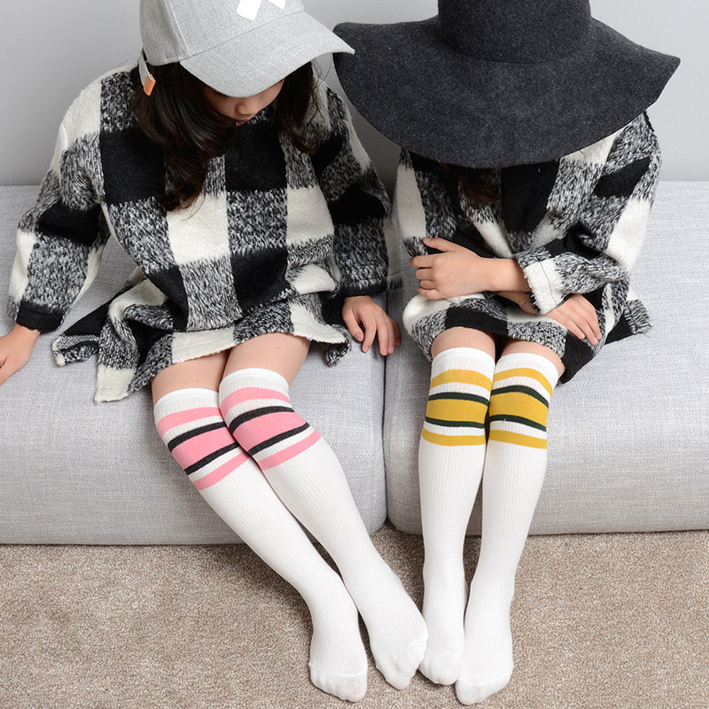 NUMO秋季新款儿童中筒袜彩色条纹女童堆堆袜长筒袜学生高筒袜过膝
