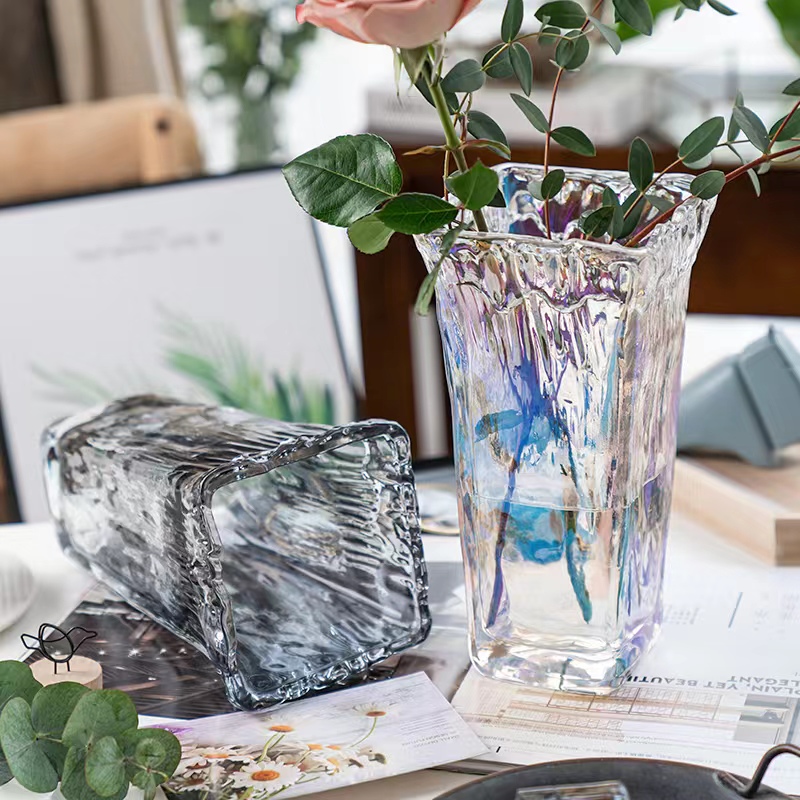 北欧轻奢玻璃花瓶透明 客厅 插花百合富贵竹玫瑰鲜花花瓶餐桌摆件