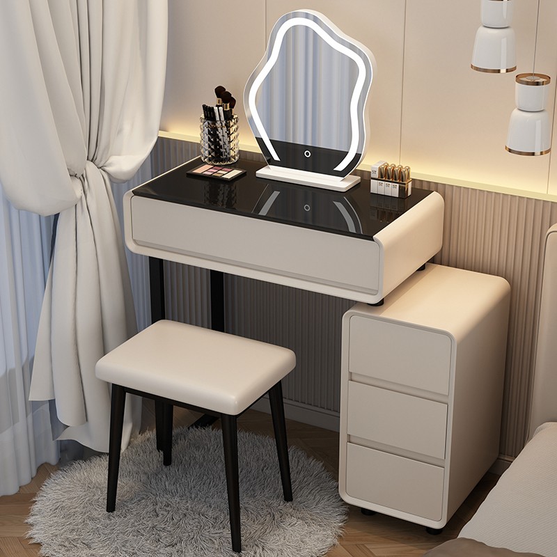 奶油风小户型梳妆台卧室现代简约2023新款高档主卧斗柜一体化妆桌