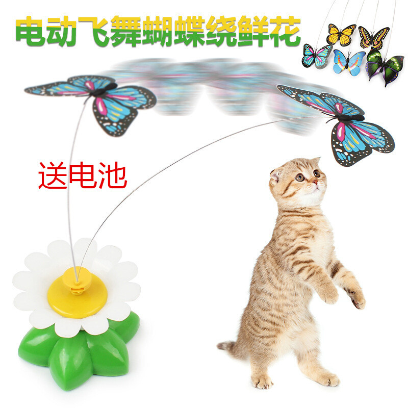 宠物玩具电动猫玩具旋转逗猫棒飞舞蝴蝶小鸟宠物猫咪玩具逗猫互动