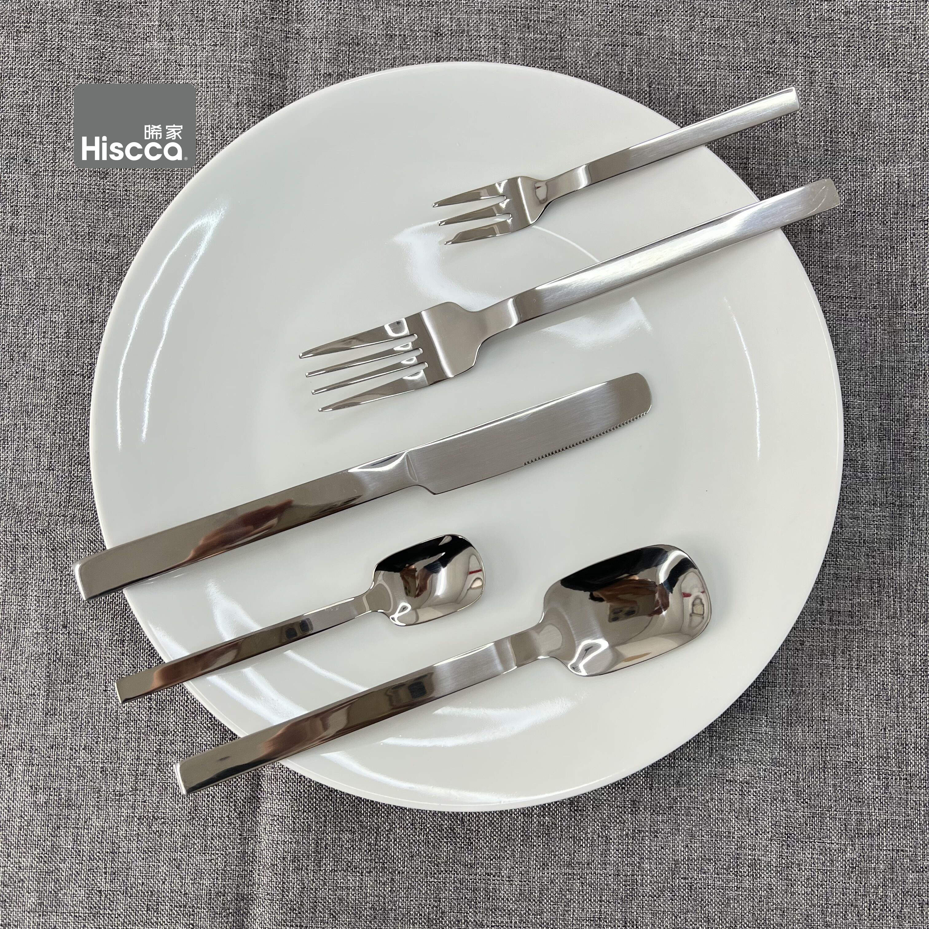 Hiscca 法国进口牛排刀叉盘子套装专利设计高档法式餐厅餐具6件套