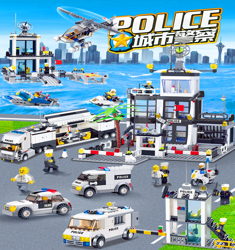 开智城市系列警察局拼装警车儿童小颗粒益智男孩益智拼装积木玩具