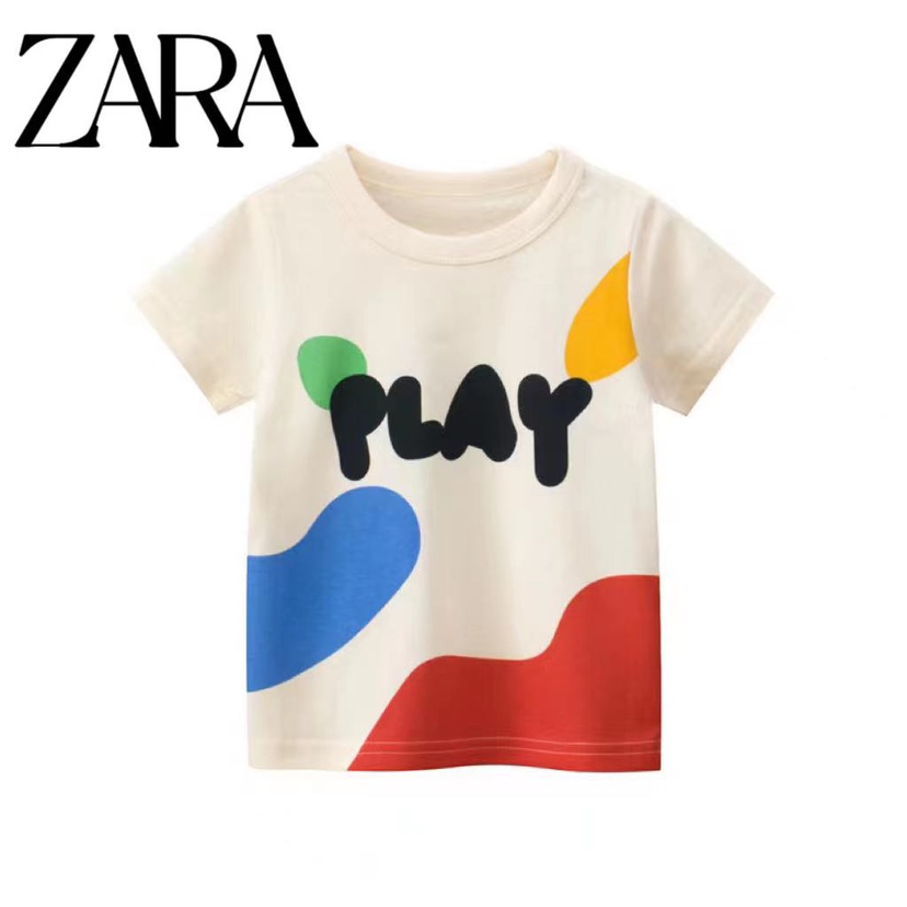 ZA品牌童装2023新款儿童短袖纯棉潮牌T恤夏季男孩半袖卡通上衣