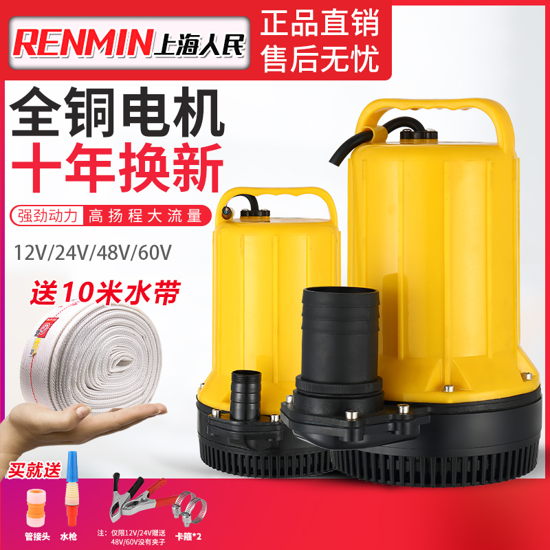 上海人民12V24V48V60V72V直流潜水泵电瓶车电动车抽海水耐腐蚀