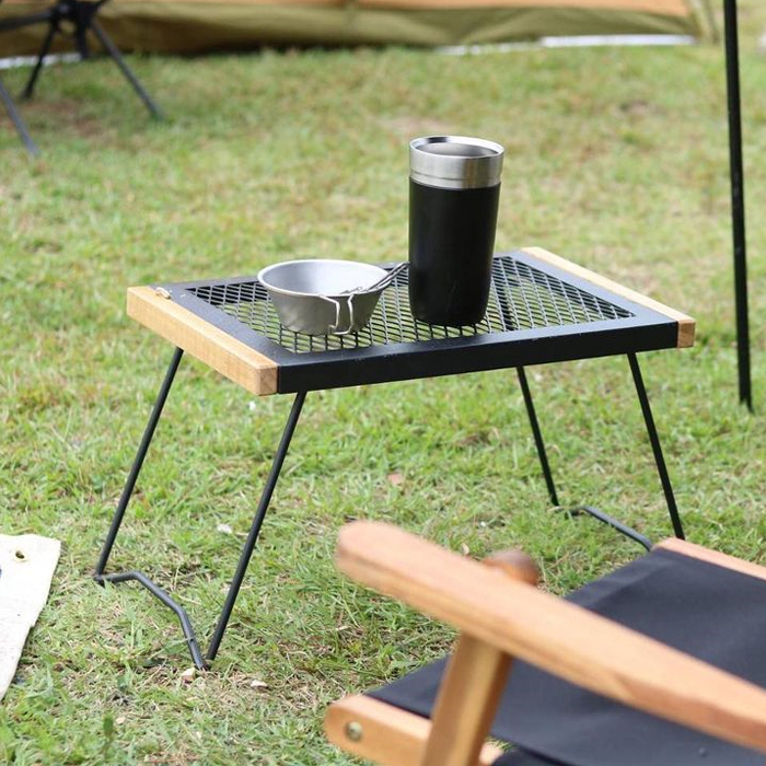 日本 バンドック 野外露营烧烤折叠便携式钢质镂空小桌钓鱼咖啡桌