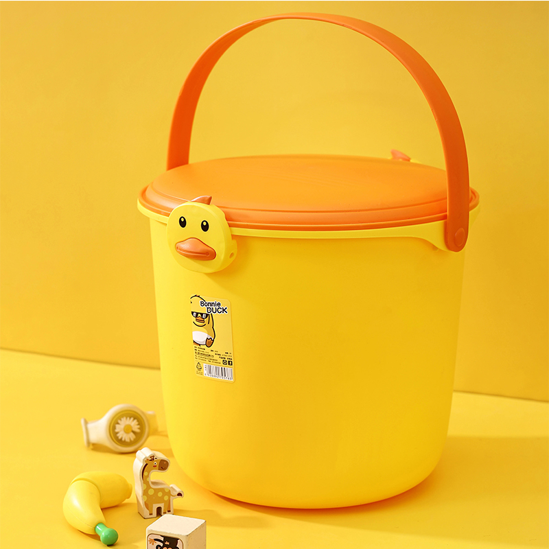 儿童玩具收纳桶小水桶积木收纳盒整理箱可爱手提卡通彩色塑料零食