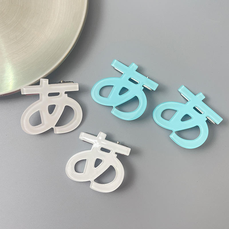 创意平假名文字蓝色白色字母文字发夹刘海夹二次元小众甜酷卡子女
