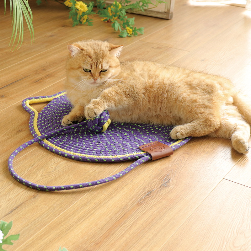 新款网红编织棉绳猫抓垫自嗨球一体睡觉垫子可水洗磨爪神器不掉渣