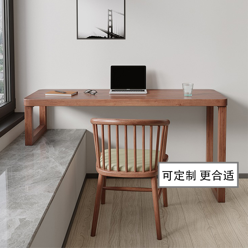 飘窗台上书桌延伸长短腿高低脚家用卧室实木设计改造电脑学习桌子