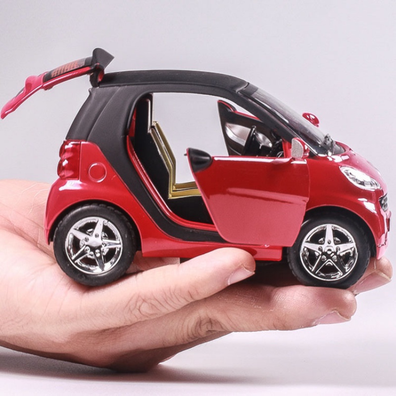 儿童男孩可爱玩具小汽车模型奔驰SMART合金车模好玩仿真回力声光