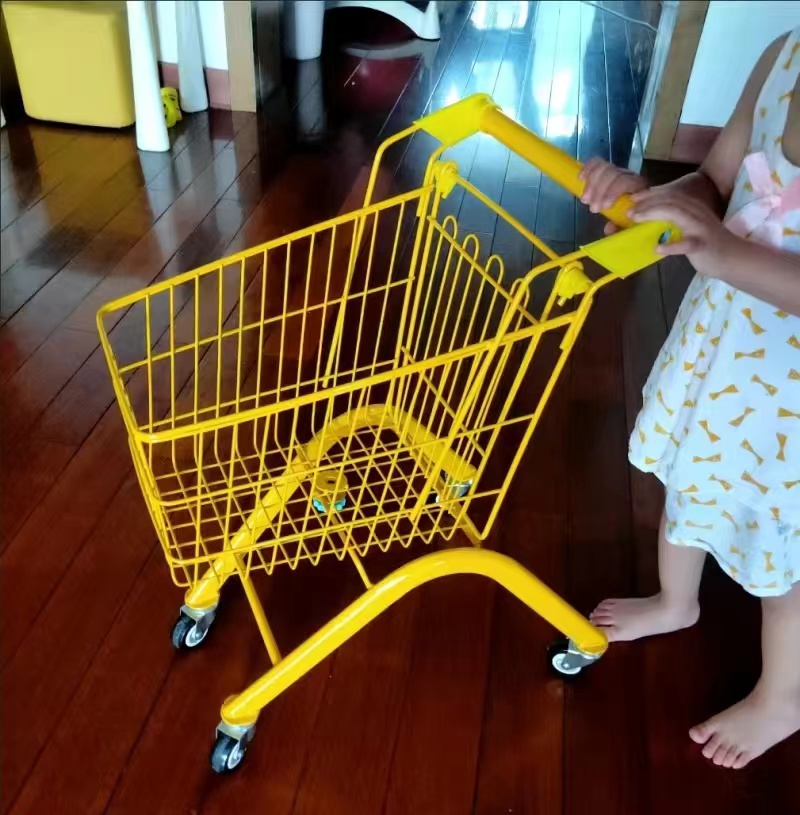 网红大号儿童超市购物车拉金属小推车零食店1-8岁静音万向轮耐用