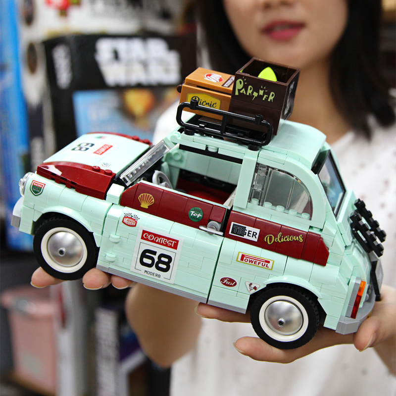 中国积木女孩大众甲壳虫汽车系列野营露营车高难度巨大型拼装玩具