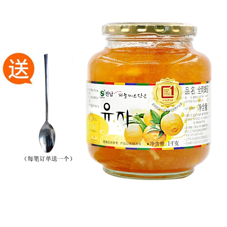 进口全南蜂蜜柚子茶韩国蜜炼柠檬柚子酱水果茶青梅茶泡水冲饮品