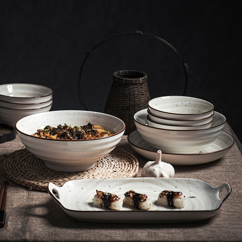 碗单个日式家用吃饭碗拉面碗创意陶瓷菜盘釉下彩碗盘餐具碗碟套装