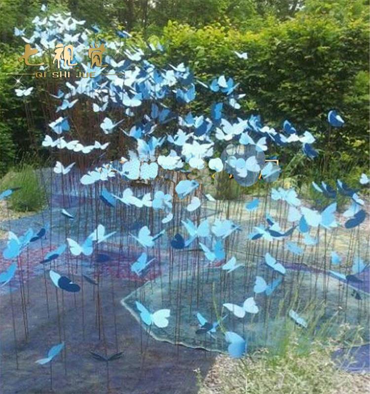 仿真动物蝴蝶雕塑创意铁艺户外园林蝴蝶插件花园公园景观装饰摆件