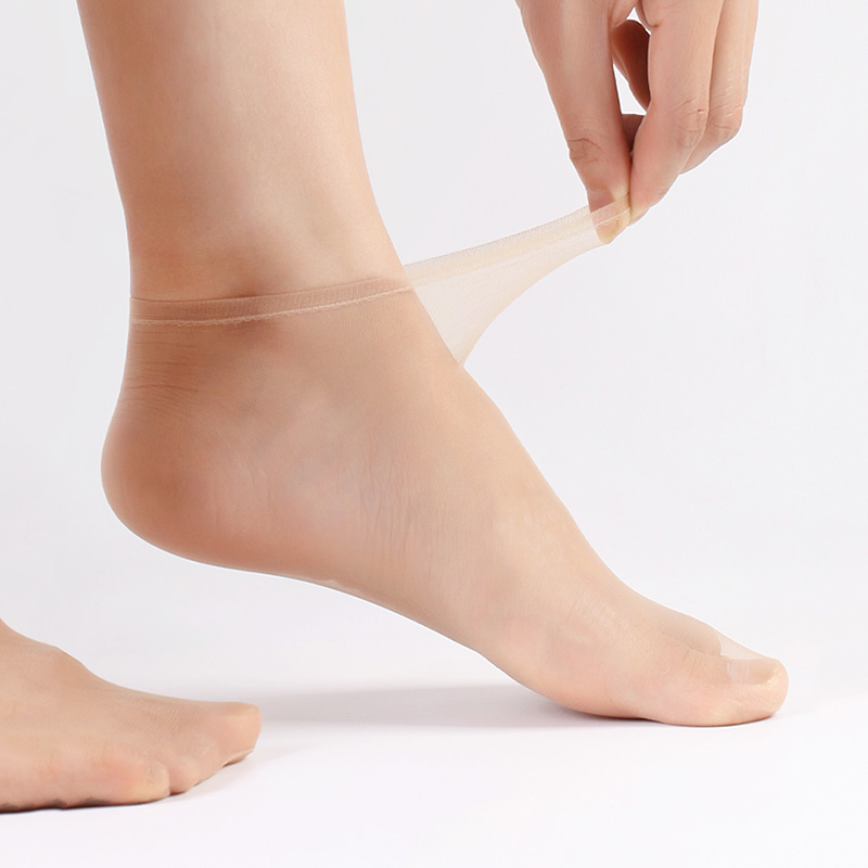 1D超薄五双装低帮短丝袜水晶丝隐形无痕夏季透气脚尖透明肉色袜子