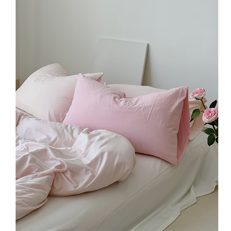 天使爱美丽/ins韩国pink粉红的回忆针织软糯床单四件套床笠三件套