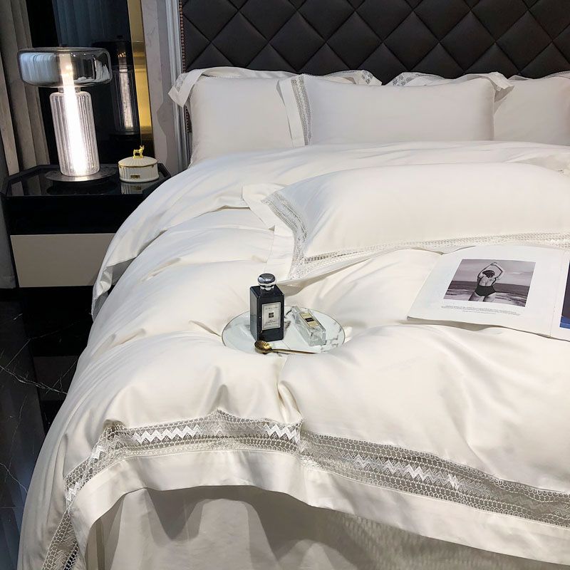 MEIMIU高端女王W系列进口镂空床上用品四件套全棉纯棉床单被酒店