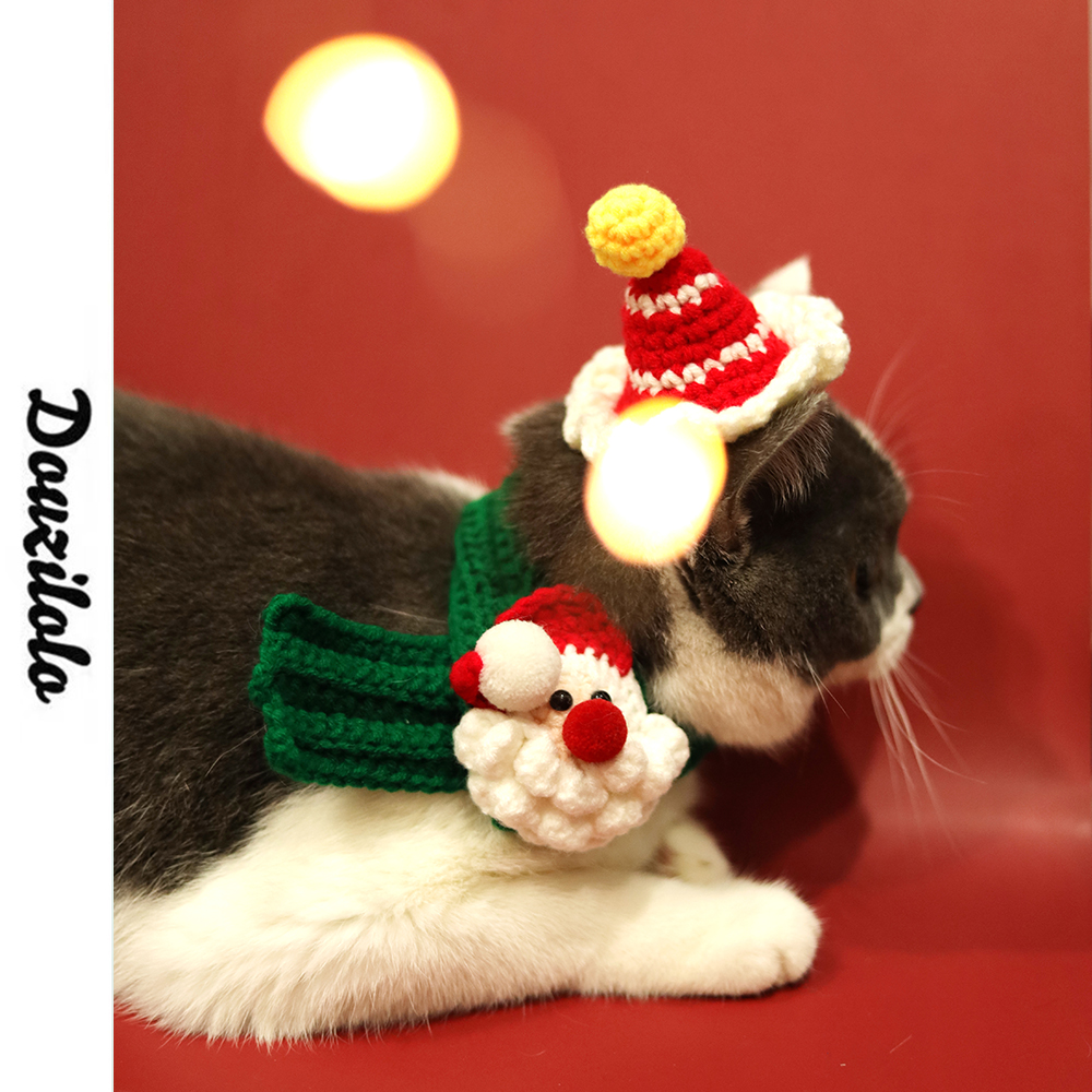 圣诞节宠物帽子拍照道具装饰生日派对原创纯手工猫咪狗泰迪小型犬
