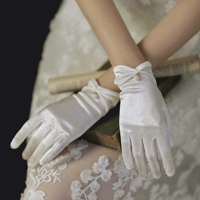 汤姆的梦中情猫手套蝴蝶结婚纱礼服蕾丝手套长款拍照写真艺术照