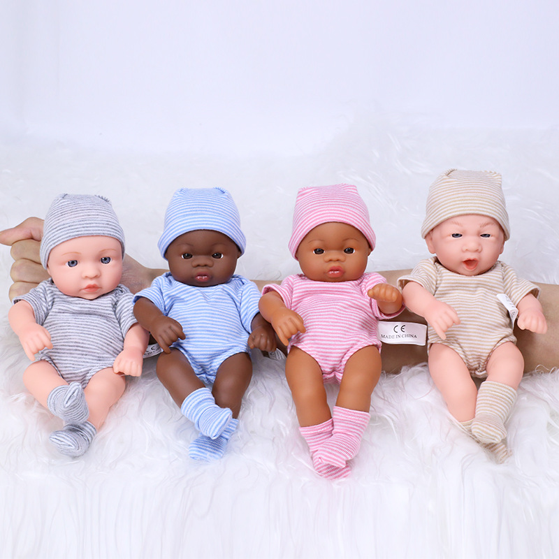 软搪胶黑人娃娃掌心迷你非洲婴儿娃娃玩偶洗澡换装儿童玩具洋娃娃