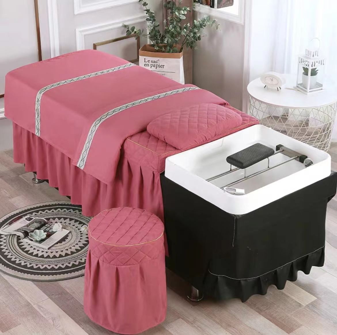 泰式洗头床头疗床美容床床罩定制