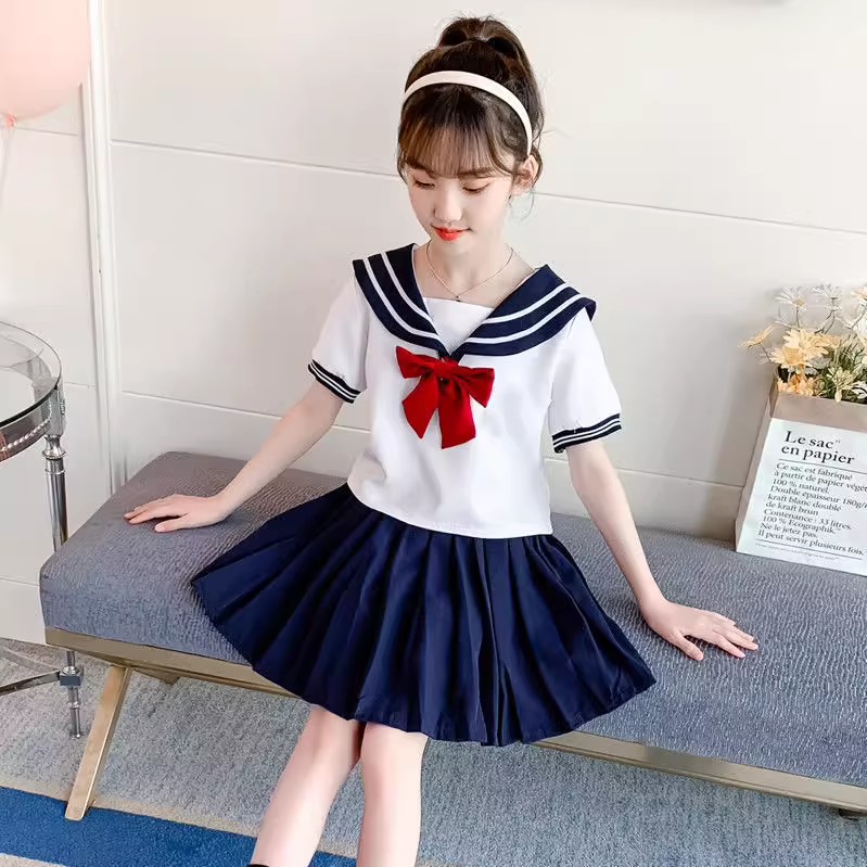 美少女水冰月女童夏装套装裙2023新款儿童jk海军水手制服裙学院风