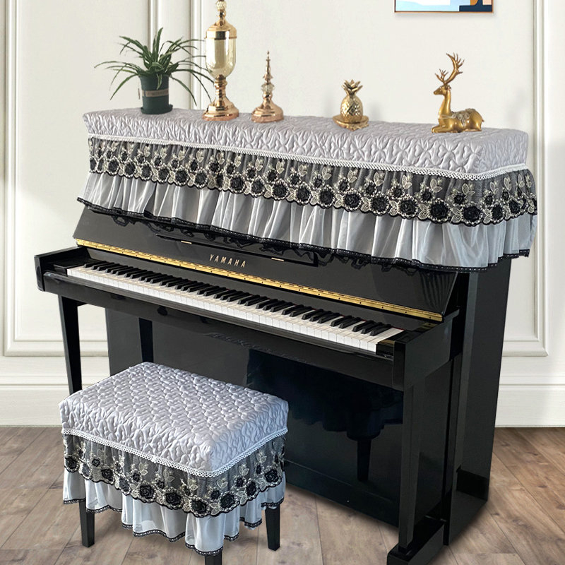 梦好连连轻奢钢琴防尘罩 刺绣蕾丝欧式全罩凳子钢琴两件套