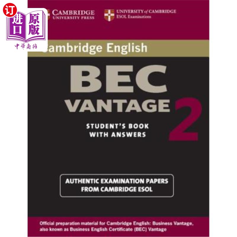 海外直订Cambridge Bec Vantage 2 Student's Book with Answers: Examination Papers from Uni 剑桥BEC Vantage 2