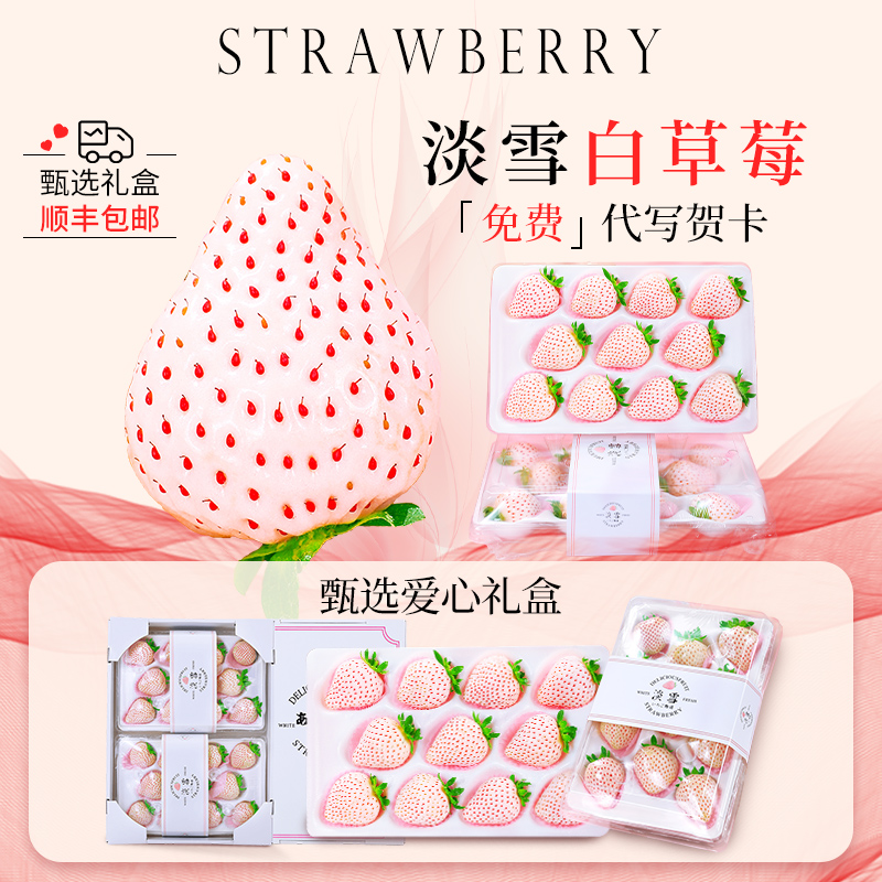 淡雪白色草莓礼盒山东白雪公主甜奶油牛奶九九99红颜草莓新鲜水果